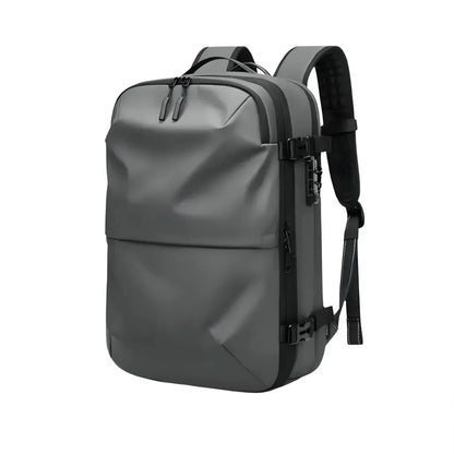 Vacuum Compression Backpack in Grey, side view